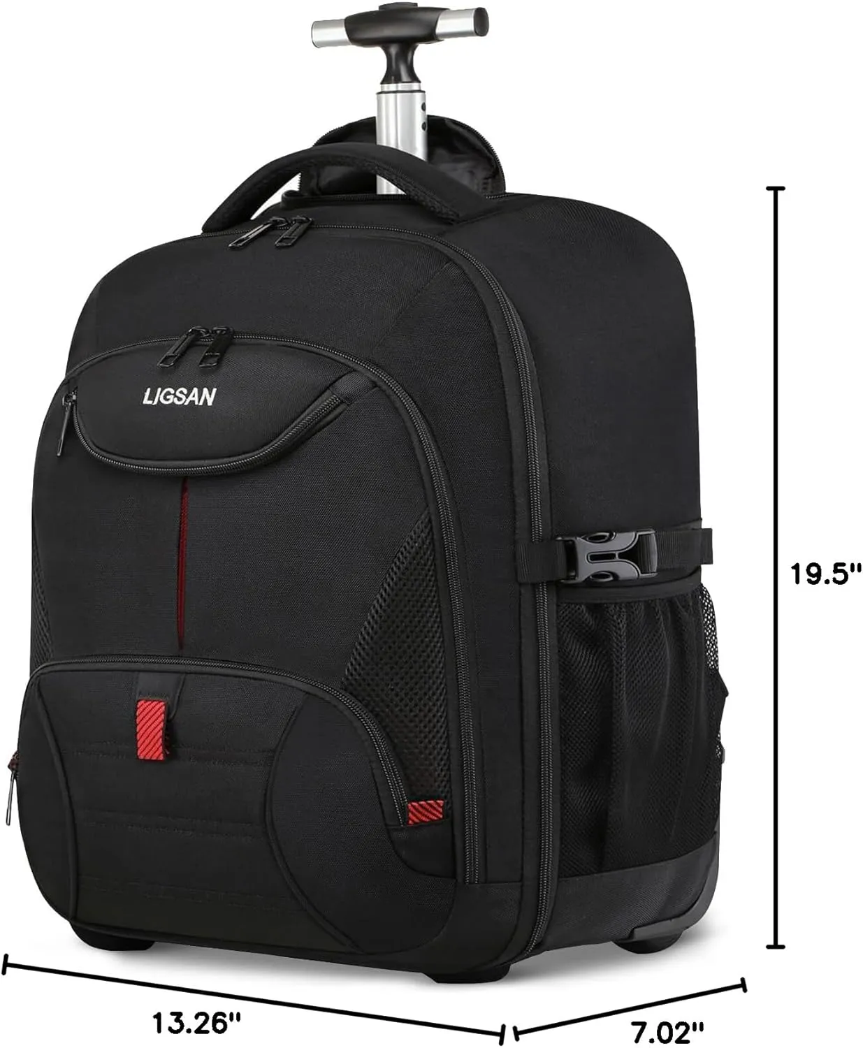 Rolling Backpack, Large Backpack with Wheels for Men Women Adults, 17inch Waterproof Wheeled Travel Laptop Backpack Carry on Luggage Bag Trolley Suitcase Business College School Computer Bookbag,Black