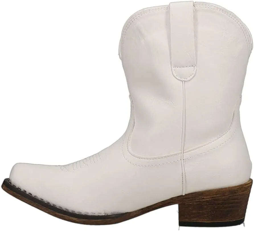 ROPER Womens Emma Snip Toe Casual Boots Ankle Low Heel 1-2" - White