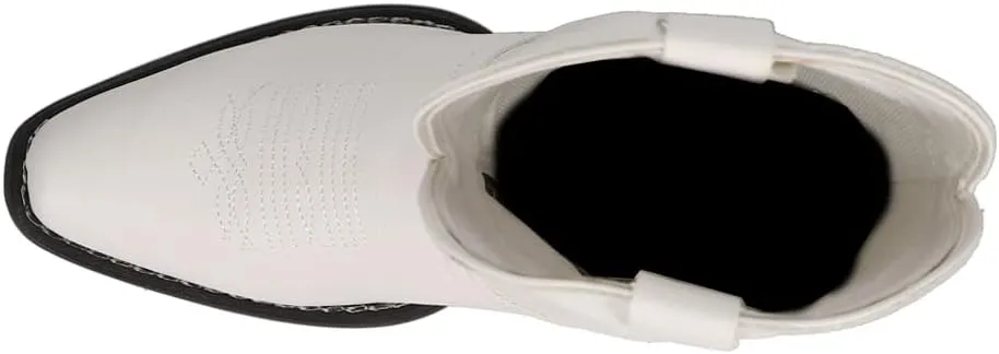 ROPER Womens Emma Snip Toe Casual Boots Ankle Low Heel 1-2" - White