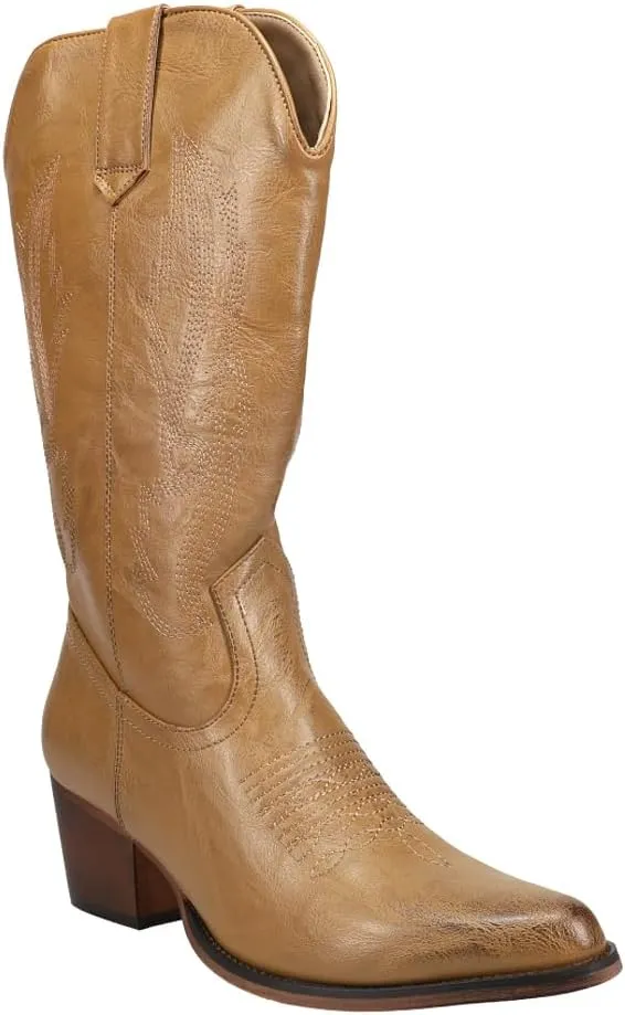 ROPER Womens Nettie Round Toe Casual Boots Mid Calf Mid Heel 2-3" - Brown