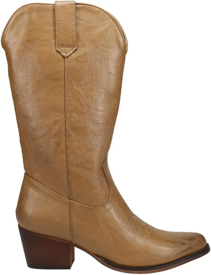 ROPER Womens Nettie Round Toe Casual Boots Mid Calf Mid Heel 2-3" - Brown