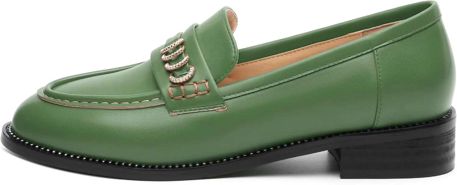ROSERWISH Loafers for Women Comfort Chunky Low Heel Shoes Casual Slip On Penny Loafers Bussiness Fashion Work Shoes Ladies Dress Shoes
