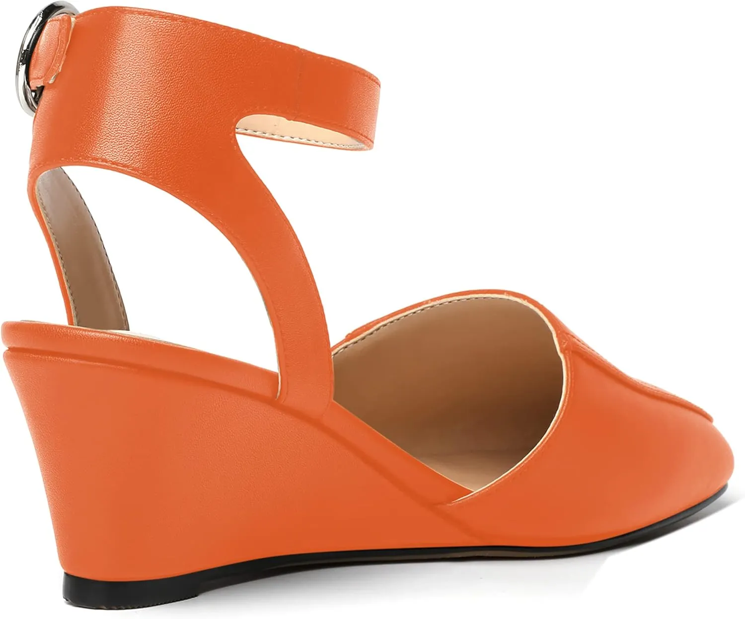 ROSERWISH Womens Casual Square Toe Ankle Strap Matte Fashion Buckle Dating Wedge Low Heel Pumps Shoes 2 Inch