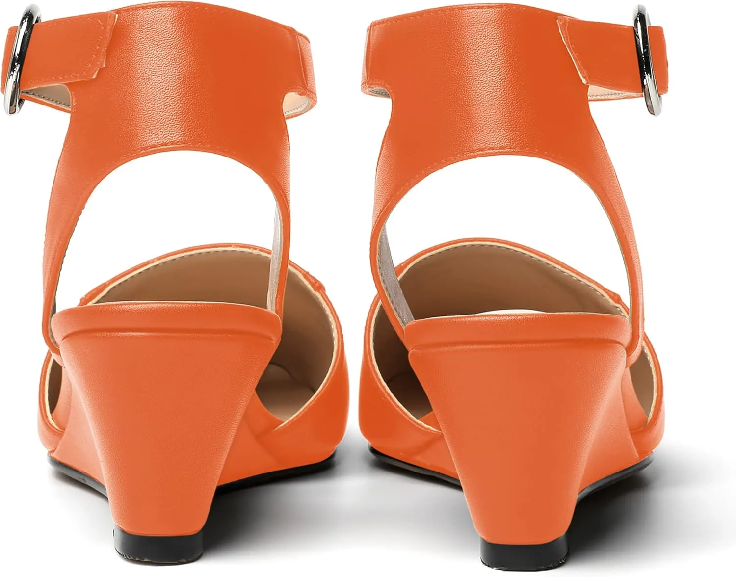 ROSERWISH Womens Casual Square Toe Ankle Strap Matte Fashion Buckle Dating Wedge Low Heel Pumps Shoes 2 Inch