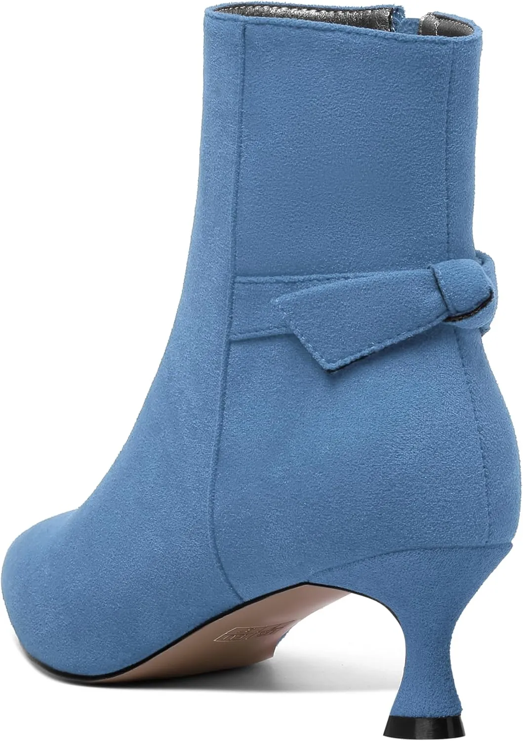ROSERWISH Womens Dress Wedding Fluff Zip Pointed Toe Suede Bow Kitten Low Heel Ankle High Boots 2 Inch