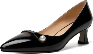 ROSERWISH Womens Slip On Pointed Toe Fashion Comfortable Party Office Kitten Low Heel Pumps Dress Shoes 2 Inch