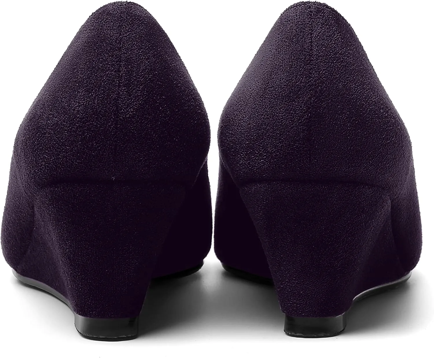ROSERWISH Womens Wedding Pointed Toe Suede Fashion Slip On Comfortable Wedge Low Heel Pumps Dress Shoes 2 Inch
