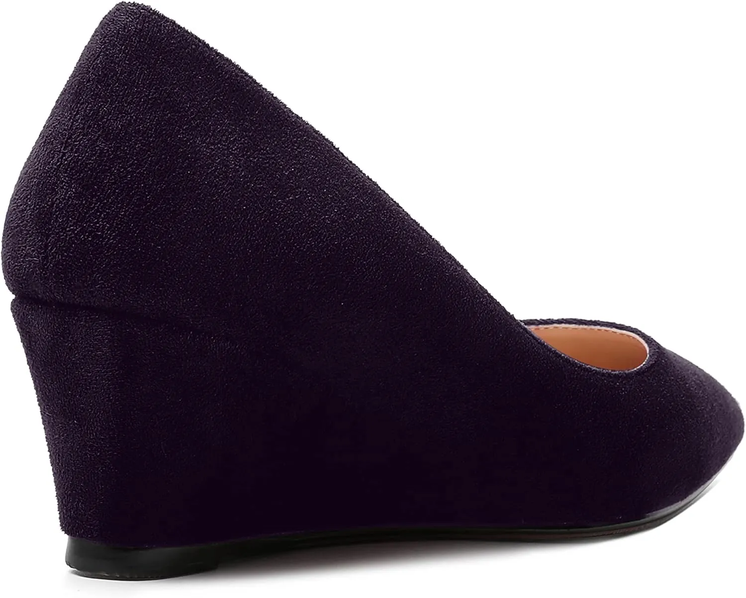 ROSERWISH Womens Wedding Pointed Toe Suede Fashion Slip On Comfortable Wedge Low Heel Pumps Dress Shoes 2 Inch