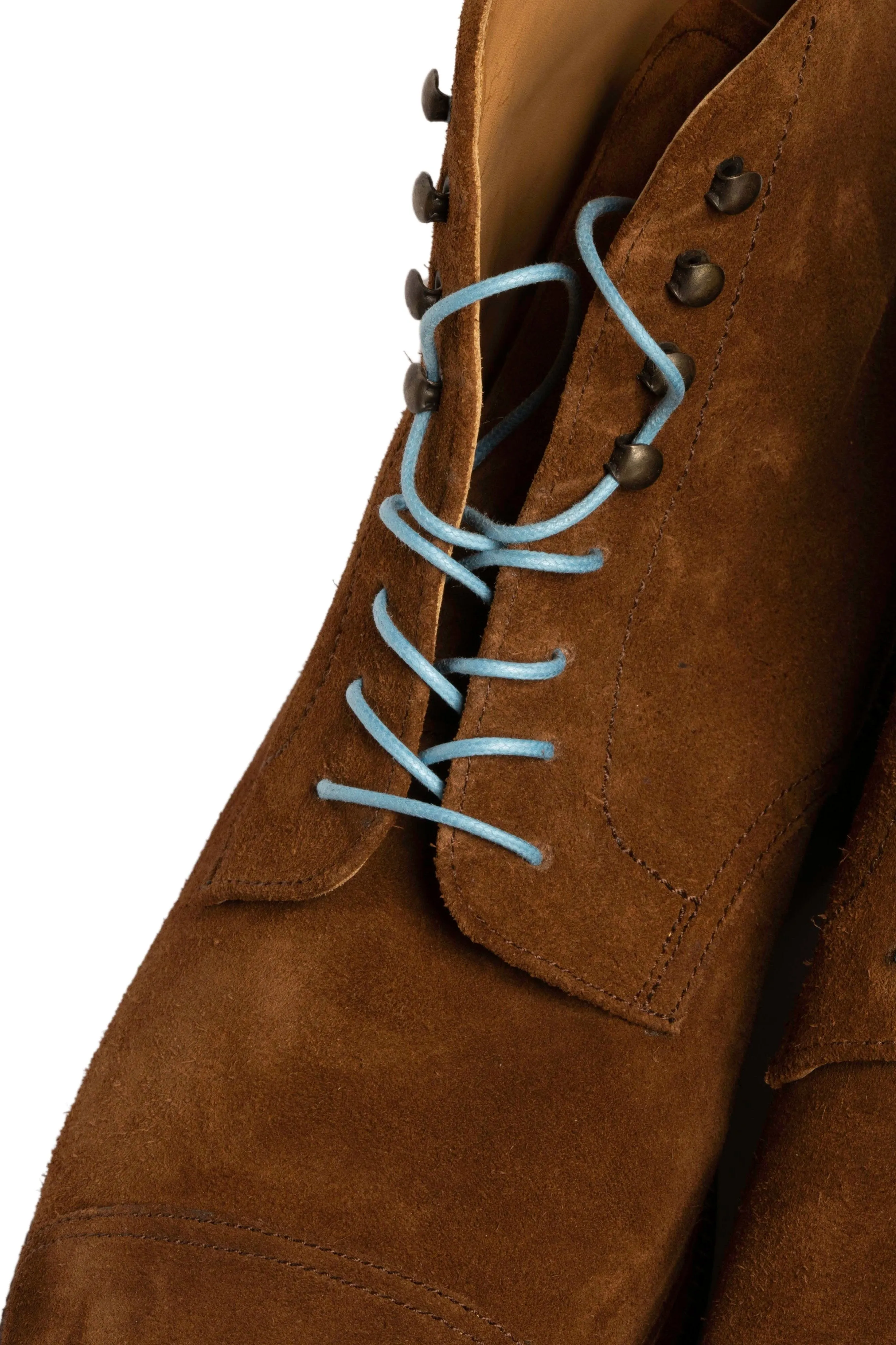 Round Light Blue Waxed Cotton Bootlaces