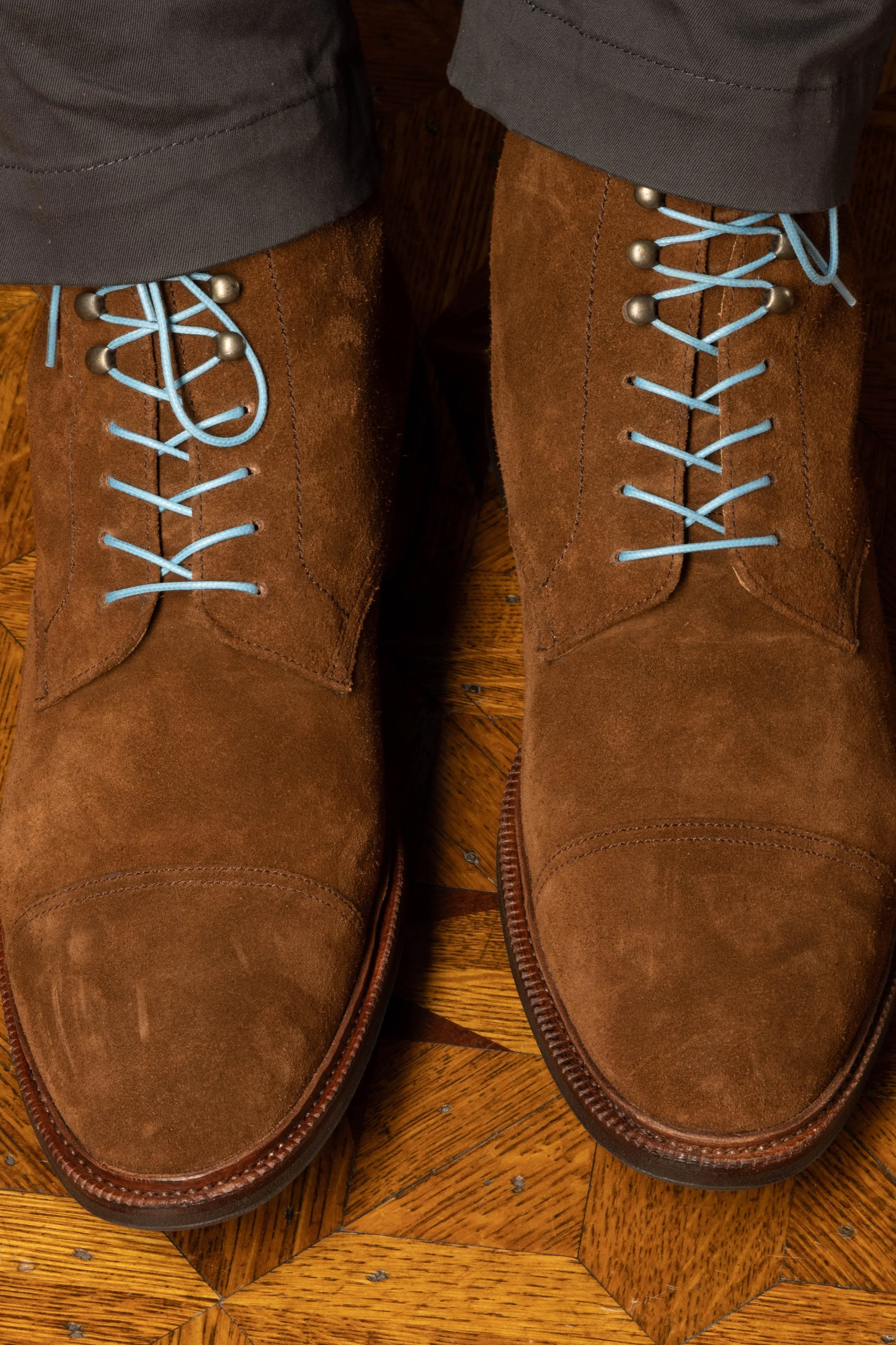 Round Light Blue Waxed Cotton Bootlaces