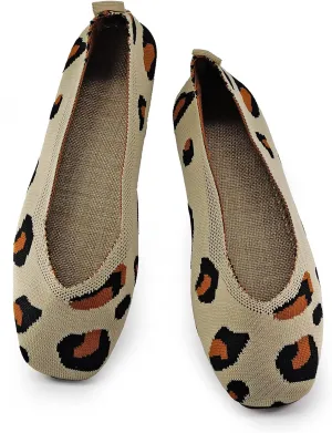 RVROVIC Women Flat Shoes Knitted Lightweight Slip-on Loafers Breathabel Soft Comfortable Ballet Flats