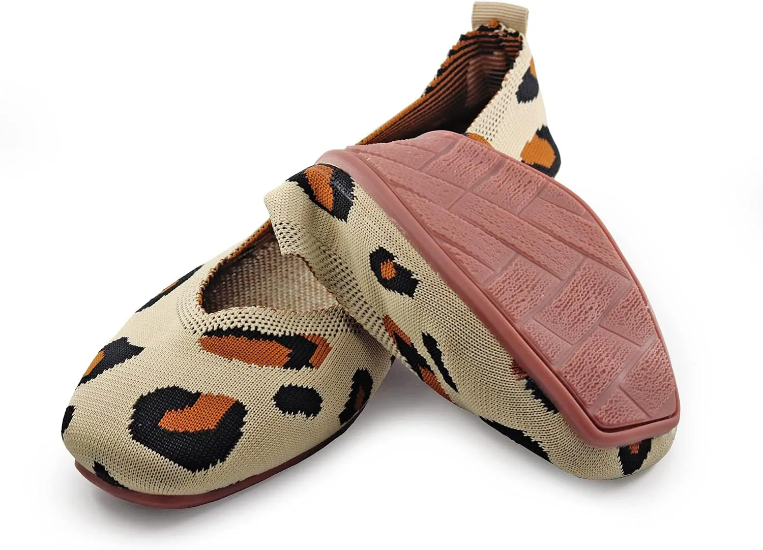 RVROVIC Women Flat Shoes Knitted Lightweight Slip-on Loafers Breathabel Soft Comfortable Ballet Flats