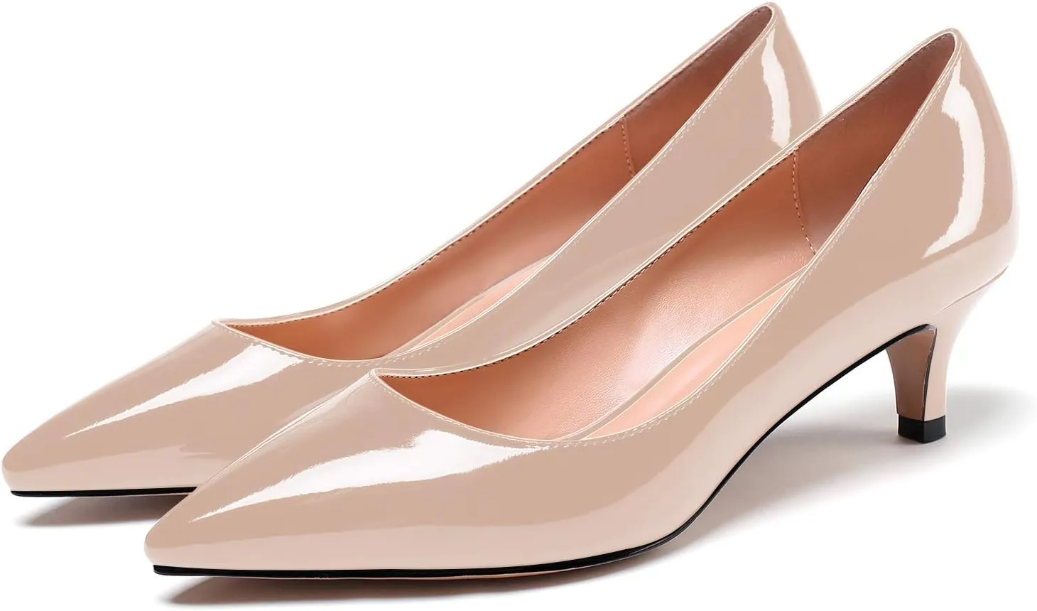 SAMMITOP Women's Pointed Toe Pumps Classic Kitten Heel Shoes Slip On Office Business Shoes