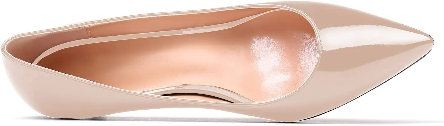 SAMMITOP Women's Pointed Toe Pumps Classic Kitten Heel Shoes Slip On Office Business Shoes