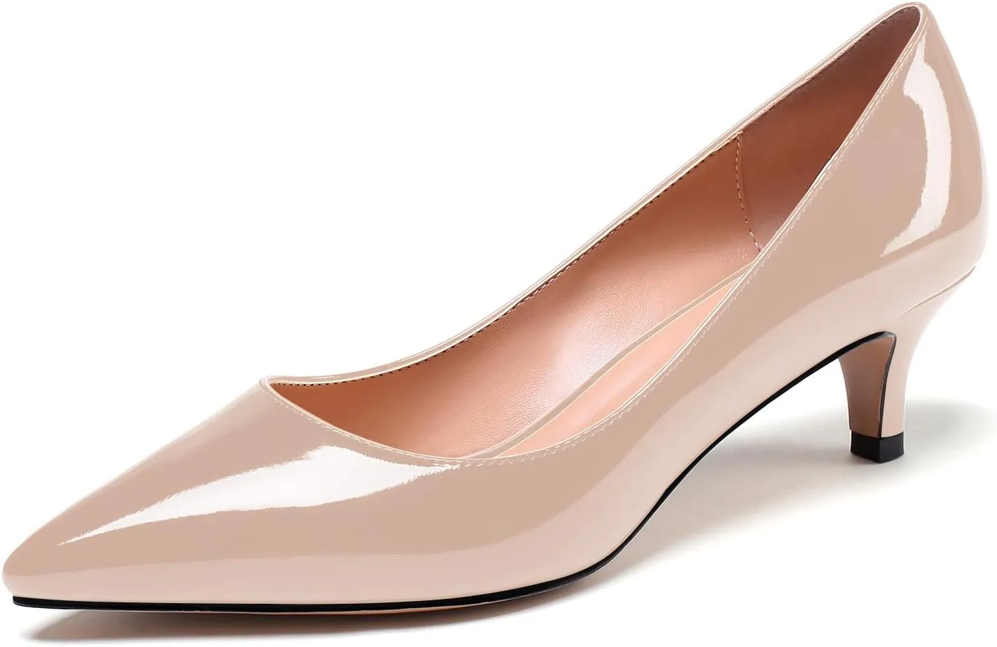 SAMMITOP Women's Pointed Toe Pumps Classic Kitten Heel Shoes Slip On Office Business Shoes