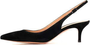 SAMMITOP Women's Pointed Toe Slingback Shoes Kitten Heel Pumps Comfortable Dress Shoes