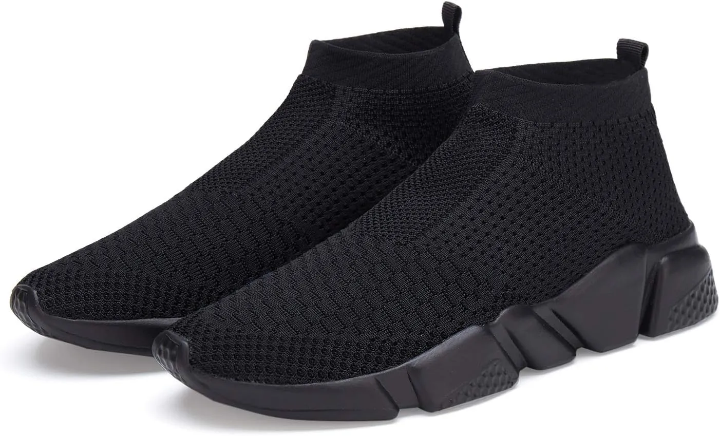 Santiro Mens Walking Shoes Breathable Knit Slip On Sneakers Lightweight Athletic Gym Shoes