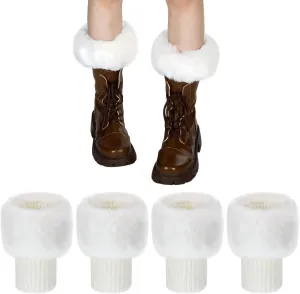 SATINIOR 2 Pairs Faux Fur Boot Cuff Leg Warmers Short Fur Covers Knitted Furry Boot Socks Girls Winter