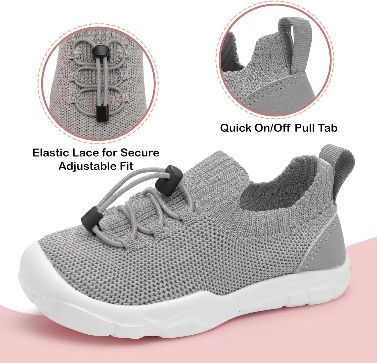 Scurtain Toddler Shoes Boys Girls Tennis Shoes Kids Barefoot Shoes Slip on Sneakers Breathable Walking Running Shoes