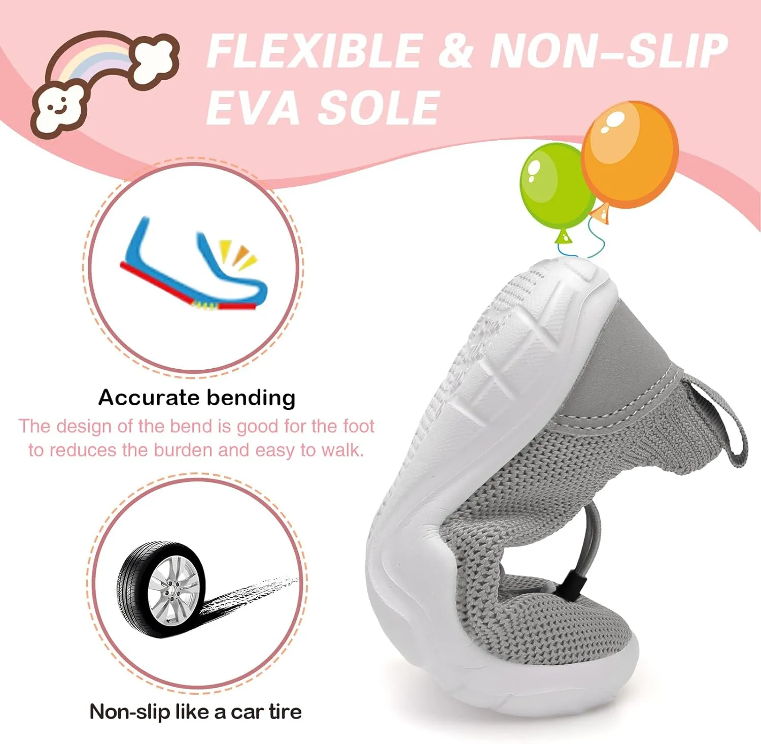 Scurtain Toddler Shoes Boys Girls Tennis Shoes Kids Barefoot Shoes Slip on Sneakers Breathable Walking Running Shoes