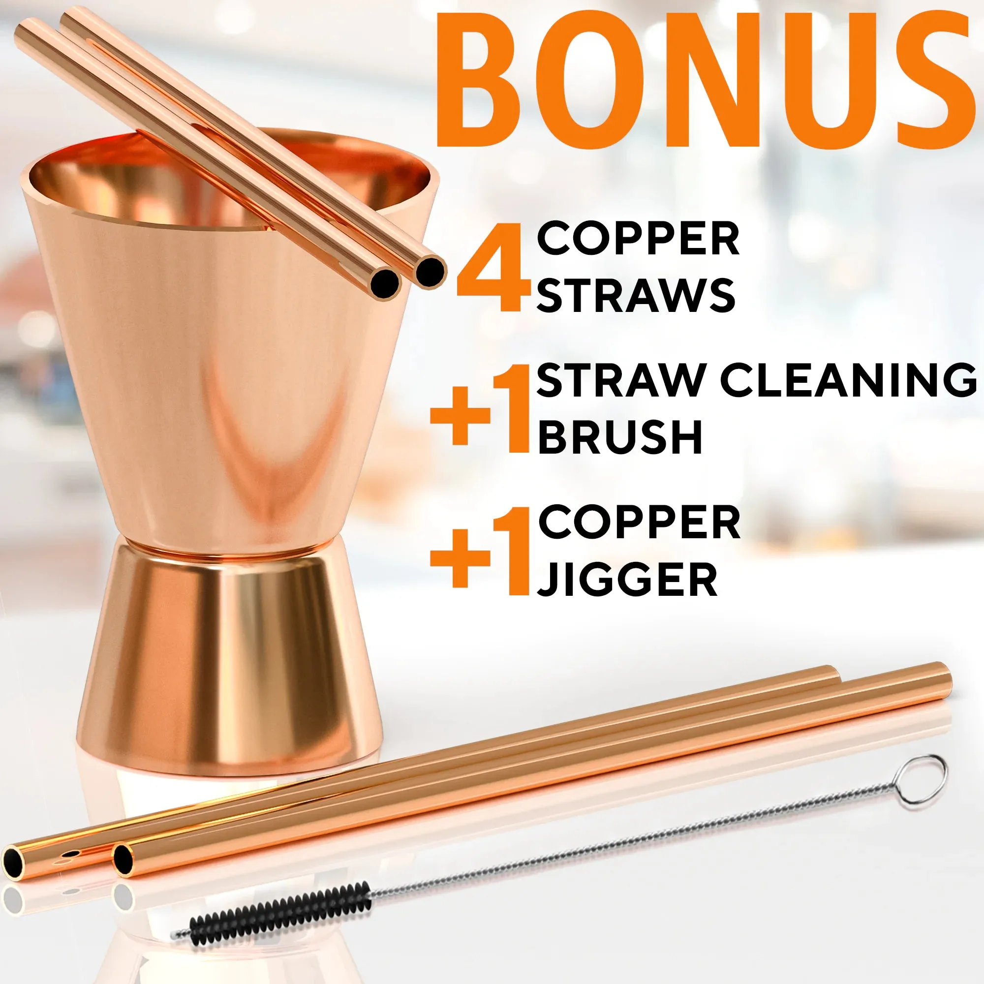 Set Mugs Cocktail - Safe - Copper Moscow 4 - Food BONUS: Highest Mule Value-for-money Quality oz - Mugs Pure 100% of Set 16 Gift Copper Copper with Solid Excellent reviews HANDCRAFTED