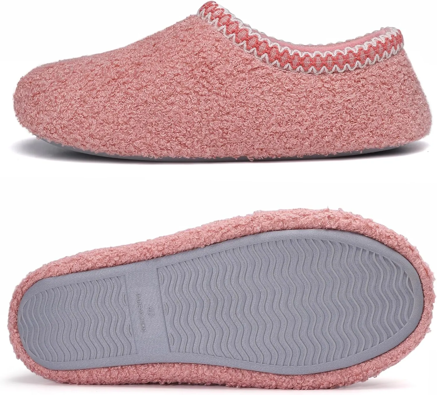 shevalues Women House Memory Foam Slippers Teddy Fleece Bedroom Sock Shoes with Soft Rubber Sole