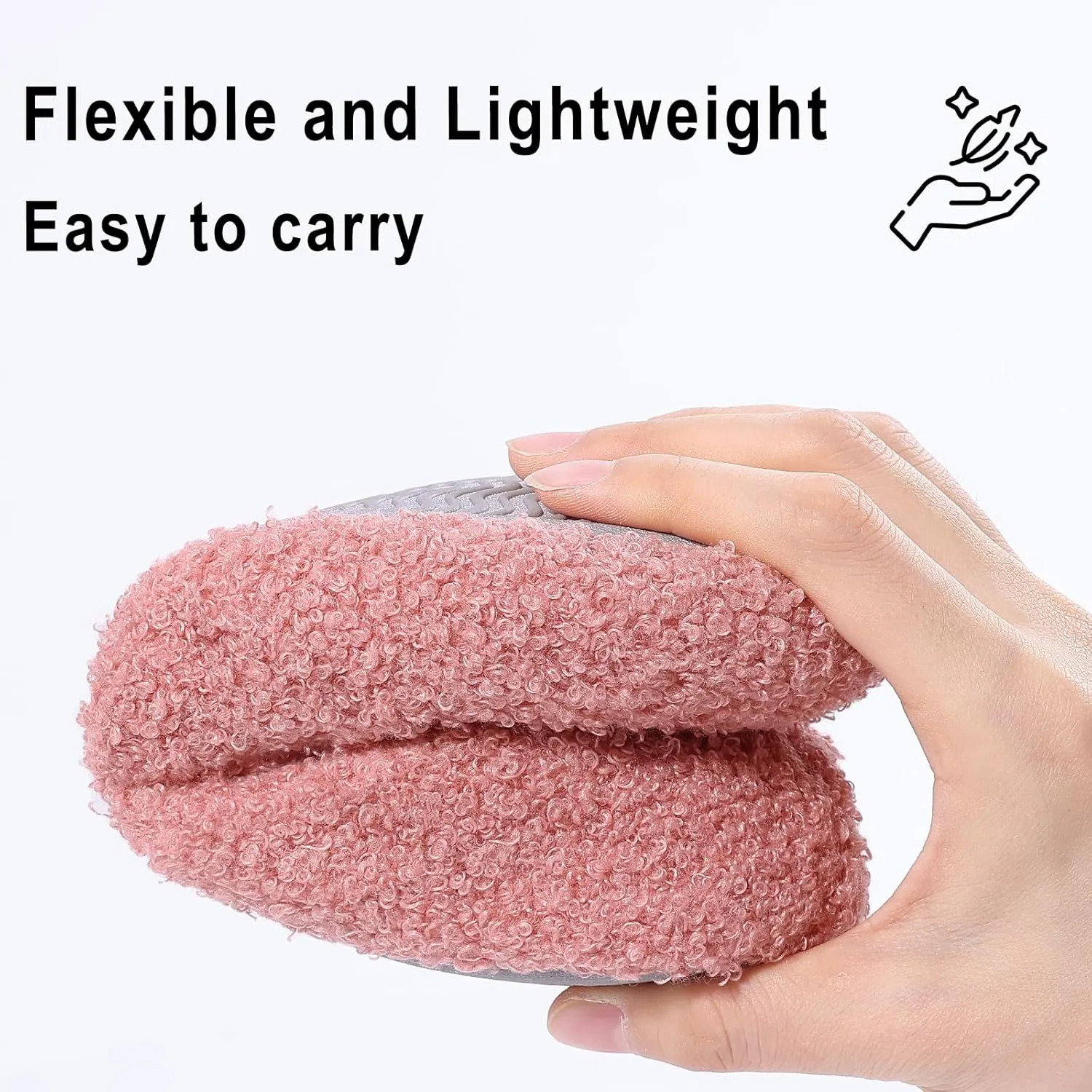 shevalues Women House Memory Foam Slippers Teddy Fleece Bedroom Sock Shoes with Soft Rubber Sole