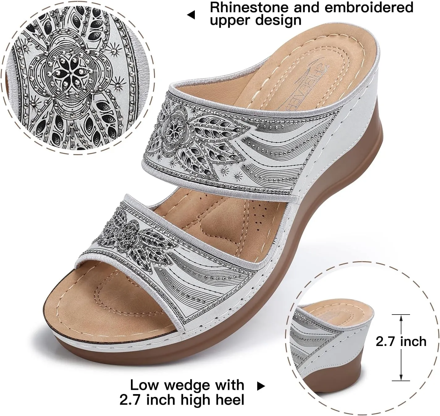 SHIBEVER Wedge Sandals For Women Dressy: Comfortable Summer - Slip On Womens Sandal