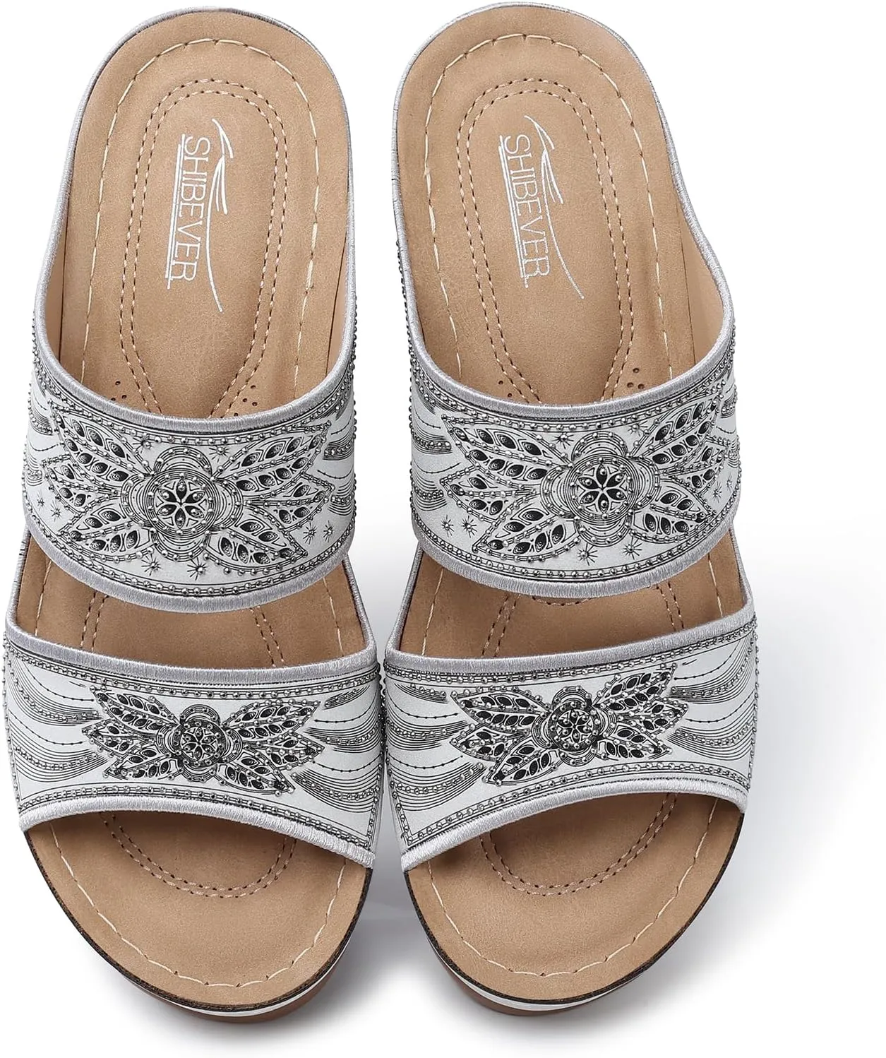 SHIBEVER Wedge Sandals For Women Dressy: Comfortable Summer - Slip On Womens Sandal