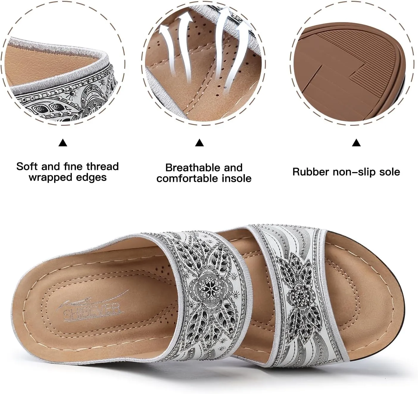 SHIBEVER Wedge Sandals For Women Dressy: Comfortable Summer - Slip On Womens Sandal