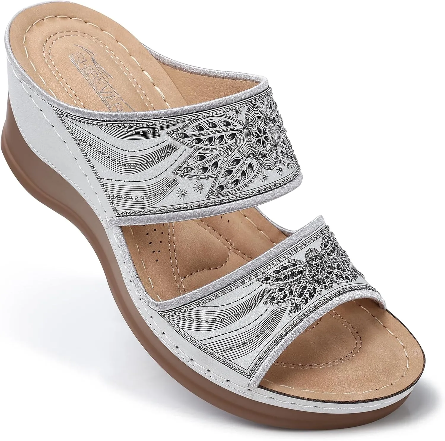 SHIBEVER Wedge Sandals For Women Dressy: Comfortable Summer - Slip On Womens Sandal