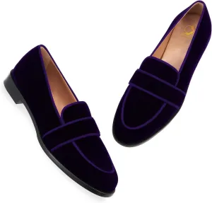 SHODENSE Women Round Toe Loafers Flats Velvet Slip On Dress Shoes Comfortable Casual 1 inch Flat Heel Penny Loafers Suede Office Ladies Work Walking Flat Shoes Drive Elegant 4-11 M US