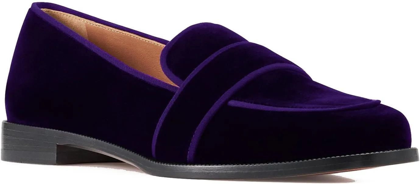 SHODENSE Women Round Toe Loafers Flats Velvet Slip On Dress Shoes Comfortable Casual 1 inch Flat Heel Penny Loafers Suede Office Ladies Work Walking Flat Shoes Drive Elegant 4-11 M US