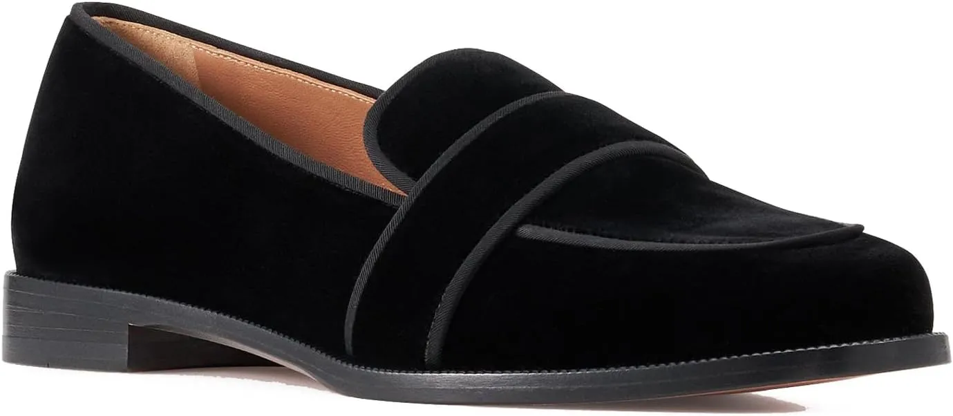 SHODENSE Women Round Toe Loafers Flats Velvet Slip On Dress Shoes Comfortable Casual 1 inch Flat Heel Penny Loafers Suede Office Ladies Work Walking Flat Shoes Drive Elegant 4-11 M US