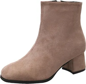 Shoes for Woman Large Size Fringe Back Zipper Short Boots Anti Slip Chunky Heel Snow Boots Classic Outdoor Boots