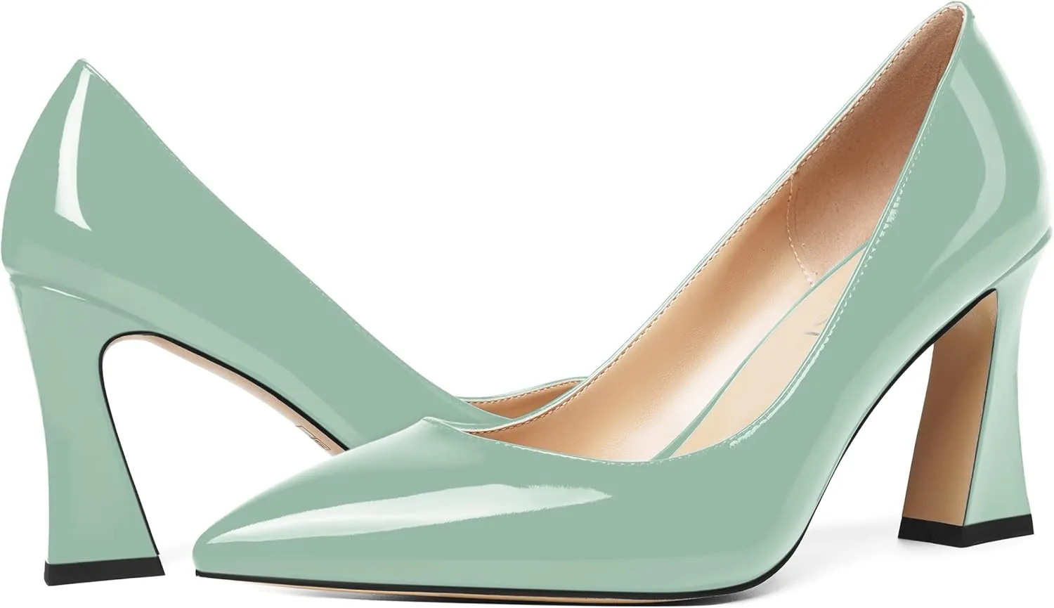 SHOWFOREST Womens Sexy Wedding Pointed Toe Slip On Patent Spool High Heel Pumps Shoes 3.3 Inch