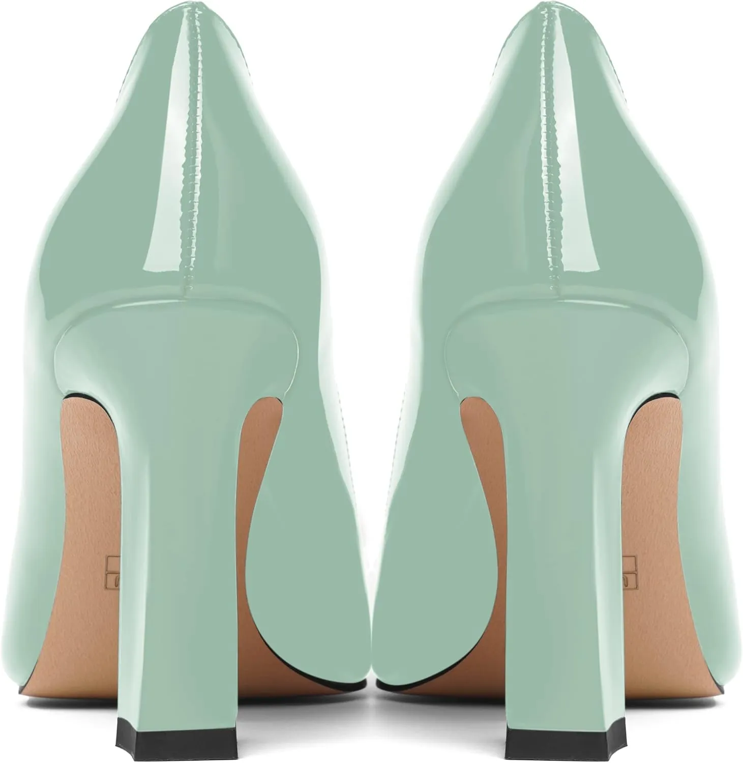 SHOWFOREST Womens Sexy Wedding Pointed Toe Slip On Patent Spool High Heel Pumps Shoes 3.3 Inch