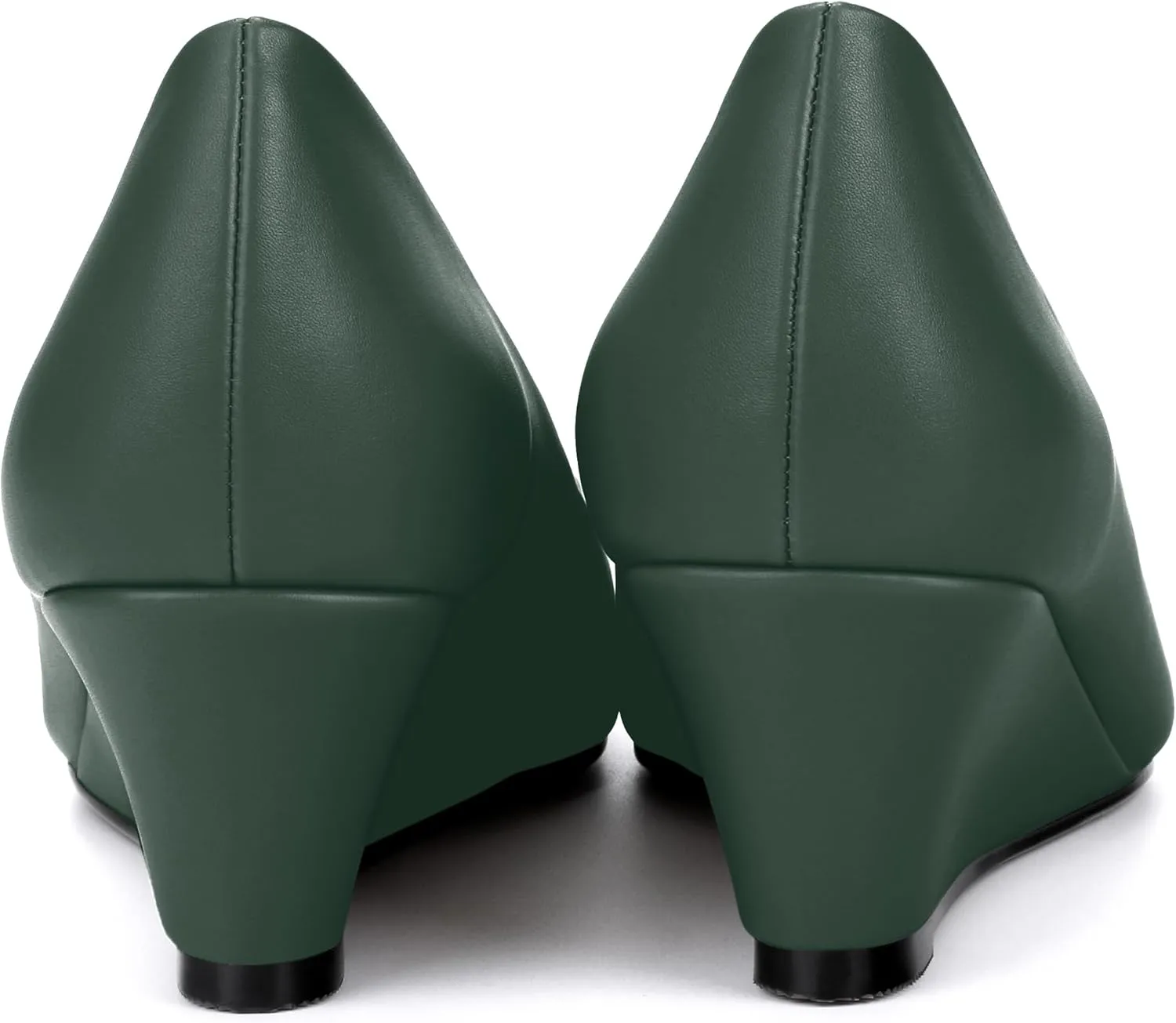 SHOWFOREST Women's Wedge Low Heels Square Toe Slip-on Comfortable Dress Pumps Shoes