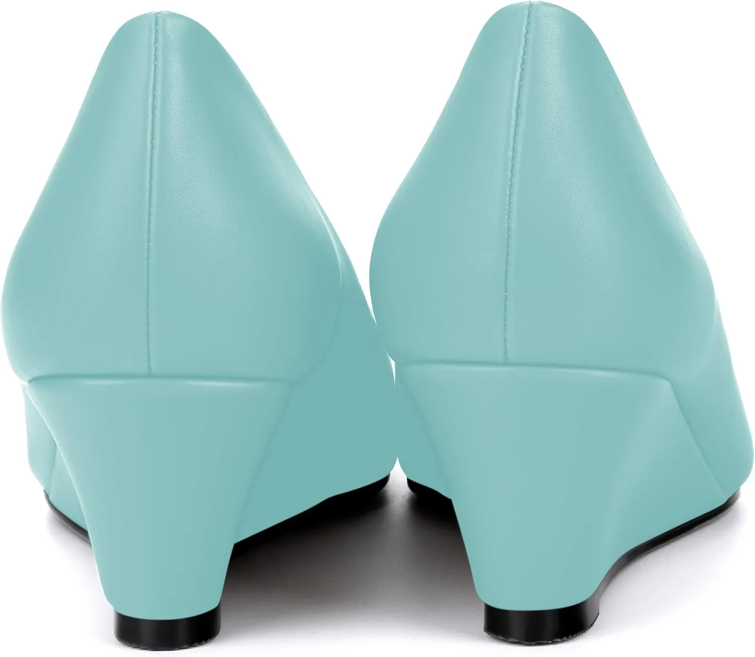 SHOWFOREST Women's Wedge Low Heels Square Toe Slip-on Comfortable Dress Pumps Shoes