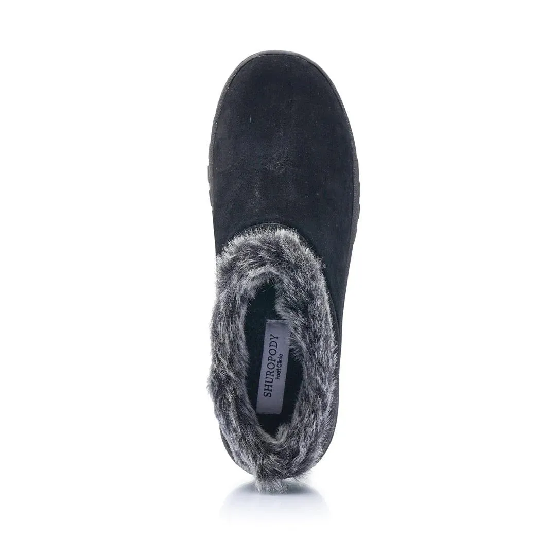 Shuropody Cosy Wide Fit Womens's Suede Mule - Black