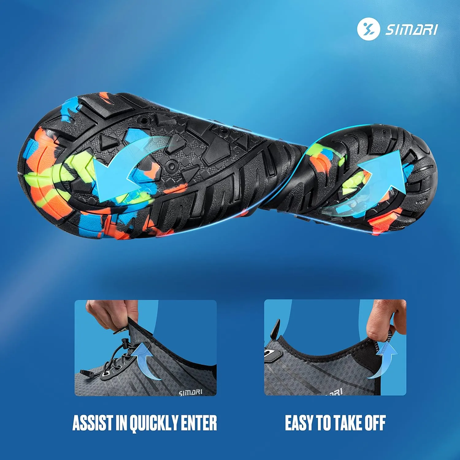 SIMARI Water Shoes for Women Men - Barefoot Quick-Dry Aqua Socks | Lightweight Swim Shoes for Surfing, Swimming, Beach Sports, Kayaking, Diving | Non-Slip Design