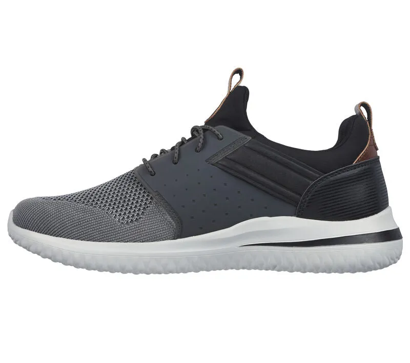 Skechers Men's Delson 3.0 Cicada Grey Black Slip On Shoes 210238/GYBK