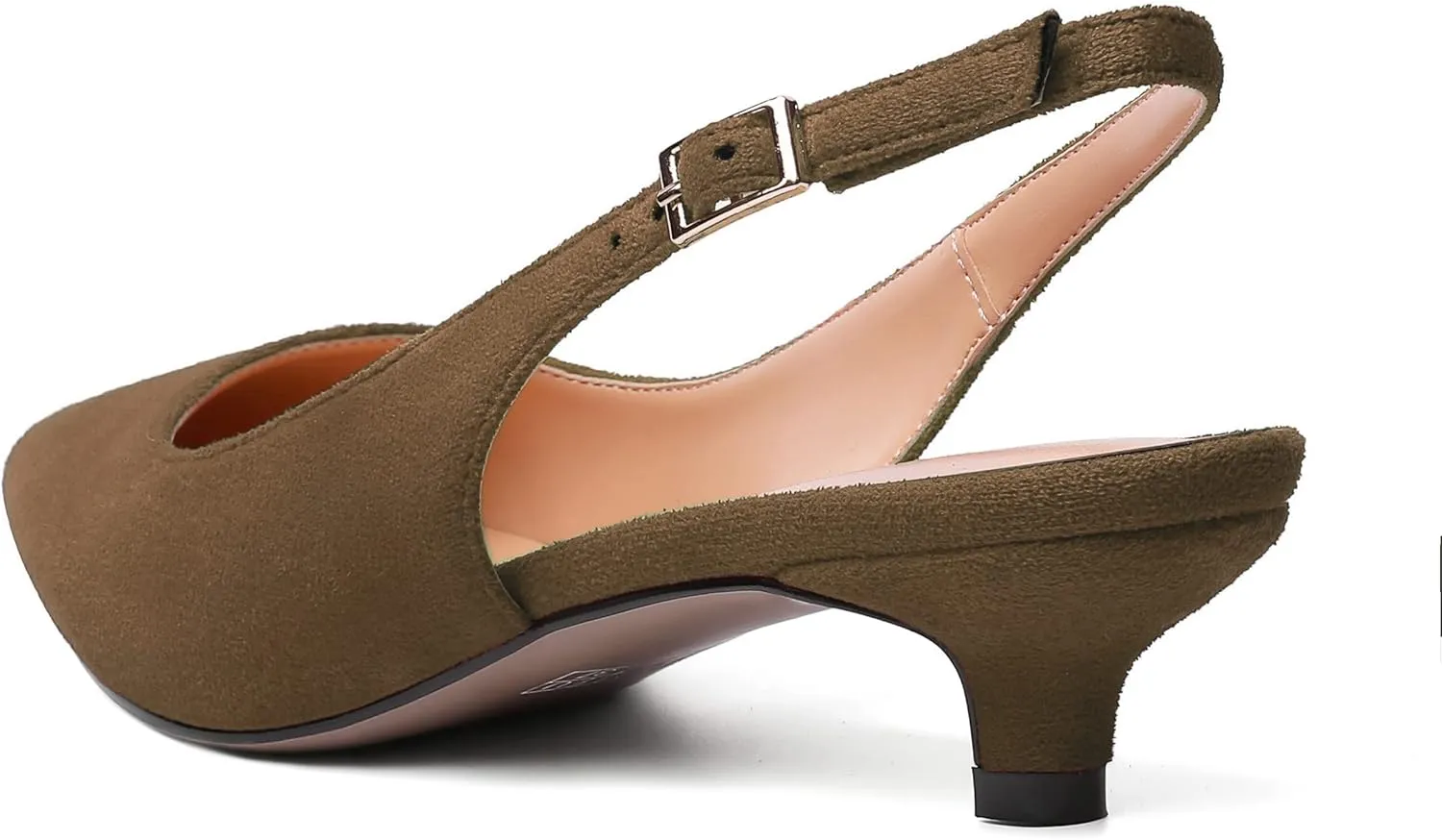 SKYSTERRY Womens Casual Pointed Toe Suede Slip On Wedding Slingback Kitten Low Heel Pumps Shoes 1.5 Inch