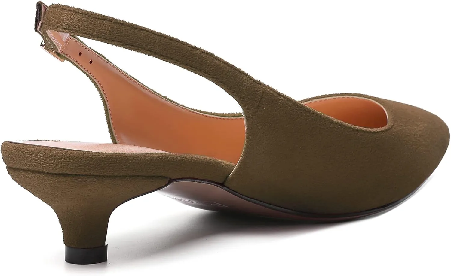 SKYSTERRY Womens Casual Pointed Toe Suede Slip On Wedding Slingback Kitten Low Heel Pumps Shoes 1.5 Inch