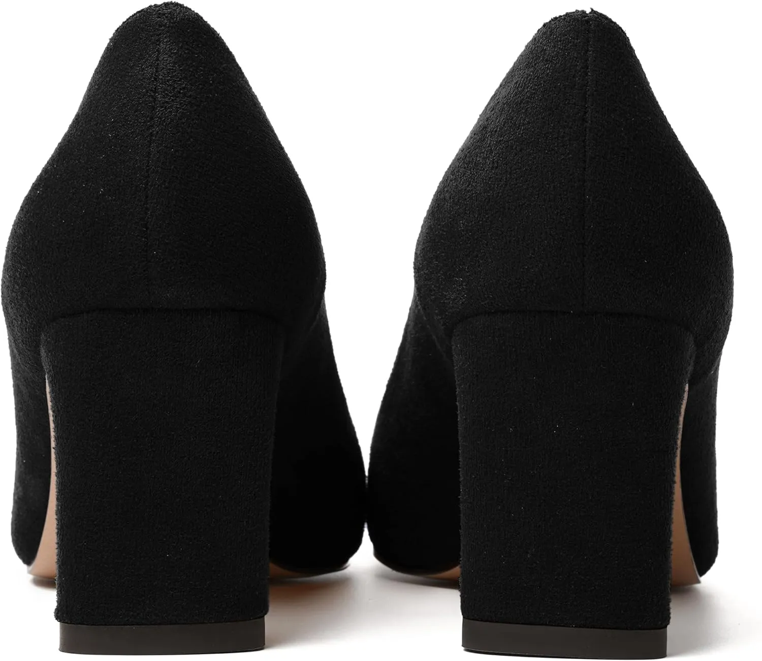 SKYSTERRY Womens Round Toe Fashion Dating Slip On Suede Block Mid Heel Pumps Shoes 2.5 Inch