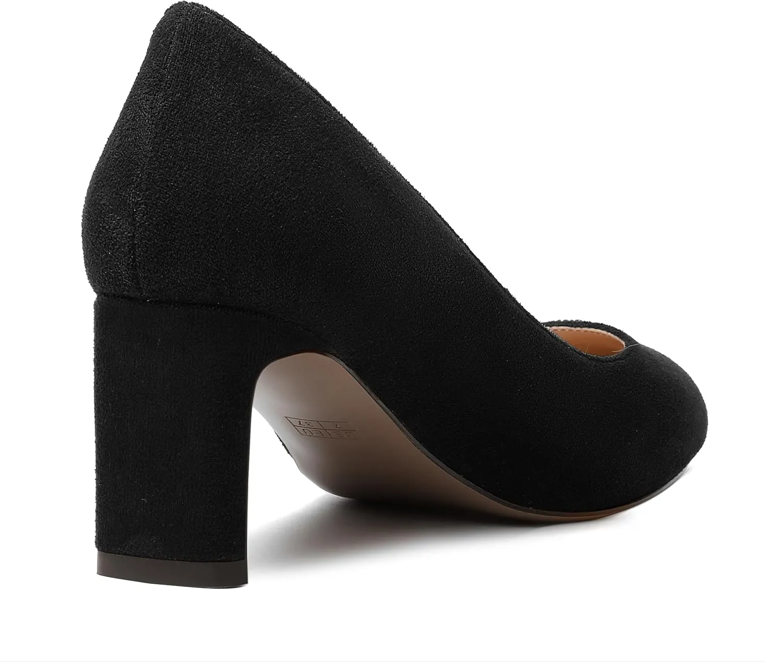 SKYSTERRY Womens Round Toe Fashion Dating Slip On Suede Block Mid Heel Pumps Shoes 2.5 Inch