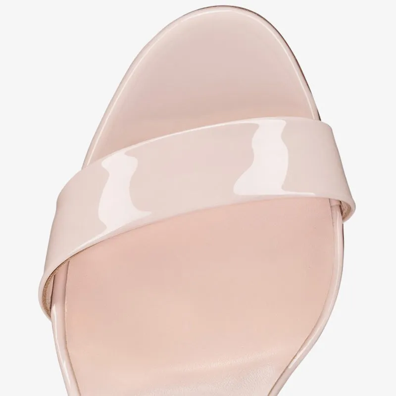 Sleek Beige Patent Leather Sandals