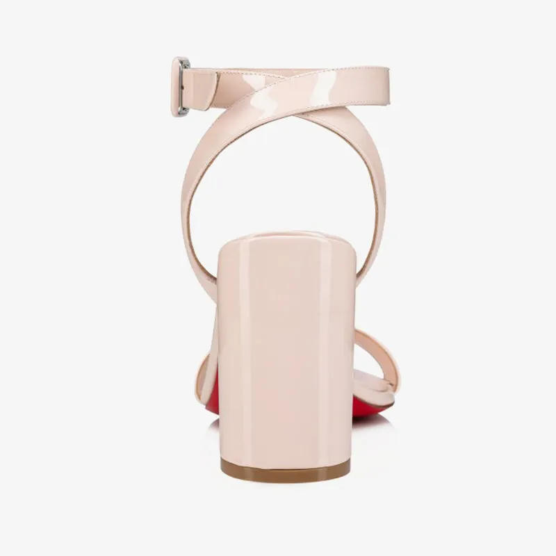 Sleek Beige Patent Leather Sandals