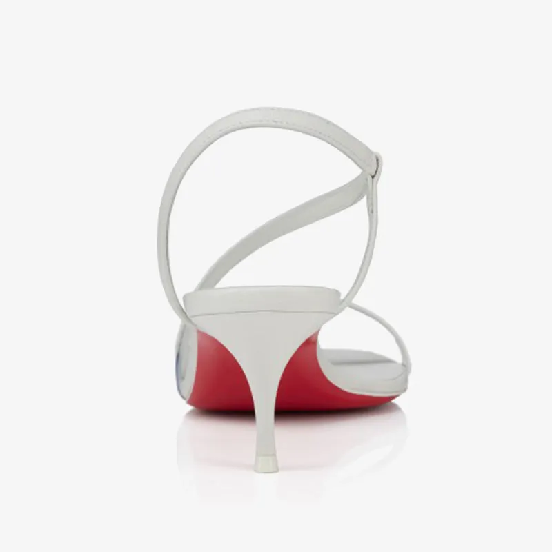 Sleek White Leather Wave Sandals