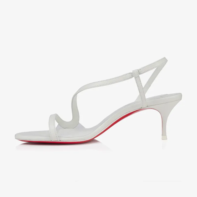 Sleek White Leather Wave Sandals